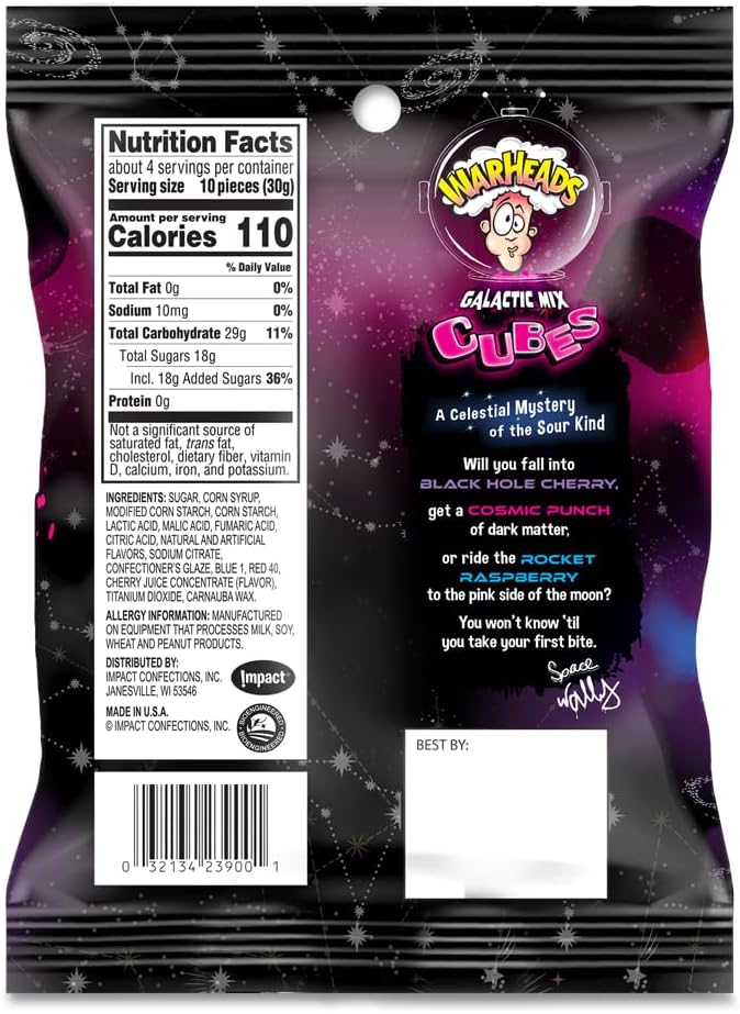 Warheads Galactic Mix Chewy Candy Cubes - Image 2